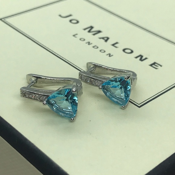 Sterling Silver925  Sky Blue Topaz Earrings - Picture 2 of 5
